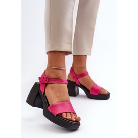 Zazoo 40386 Sandalias Tacón Mujer Piel Fucsia rosado 3