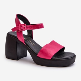 Zazoo 40386 Sandalias Tacón Mujer Piel Fucsia rosado 1