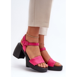Zazoo 40386 Sandalias Tacón Mujer Piel Fucsia rosa 2