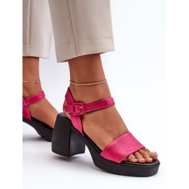Zazoo 40386 Sandalias Tacón Mujer Piel Fucsia rosado 5