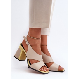 S.Barski Sandalias de Mujer con Tacón Alto Beige D&amp;A MR38-153 2