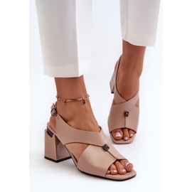 Vinceza Sandalias Mujer Elegantes Tacón Alto Piel Ecológica Beige Asellesa 4