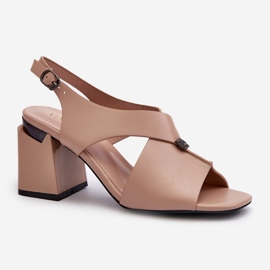 Vinceza Sandalias Mujer Elegantes Tacón Alto Piel Ecológica Beige Asellesa 1