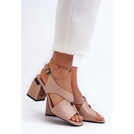 Vinceza Sandalias Mujer Elegantes Tacón Alto Piel Ecológica Beige Asellesa 2