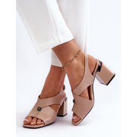 Vinceza Sandalias Mujer Elegantes Tacón Alto Piel Ecológica Beige Asellesa 5