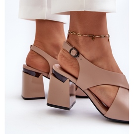 Vinceza Sandalias Mujer Elegantes Tacón Alto Piel Ecológica Beige Asellesa 6