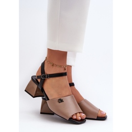 Vinceza Sandalias Elegantes de Mujer en Piel Ecológica con Tacon, Beige Vattima 2