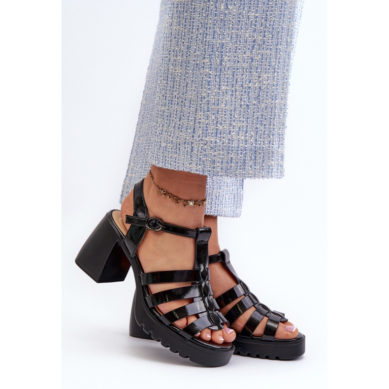 Vinceza Sandalias de mujer de charol con tacón alto, Negro Aninifer 2