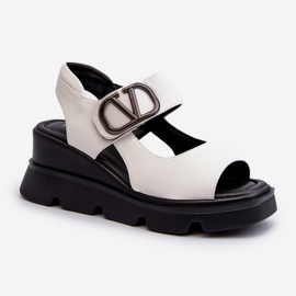 Vinceza Sandalias de Mujer con Cuña y Plataforma Fabricadas en Piel Ecológica, Blanco Triaola 1