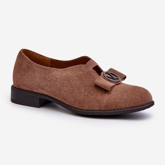 Zapatos De Mujer Con Tacón Bajo Confeccionados En Ante Ecológico Con Adorno, Marrón Hadiena 1 Zapatos De Mujer Con Tacón Bajo Confeccionados En Ante Ecológico Con Adorno, Marrón Hadiena 1