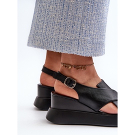 Sandalias de Mujer Fabricadas en Piel Ecológica con Plataforma y Cuña, Negro Vaiara 6