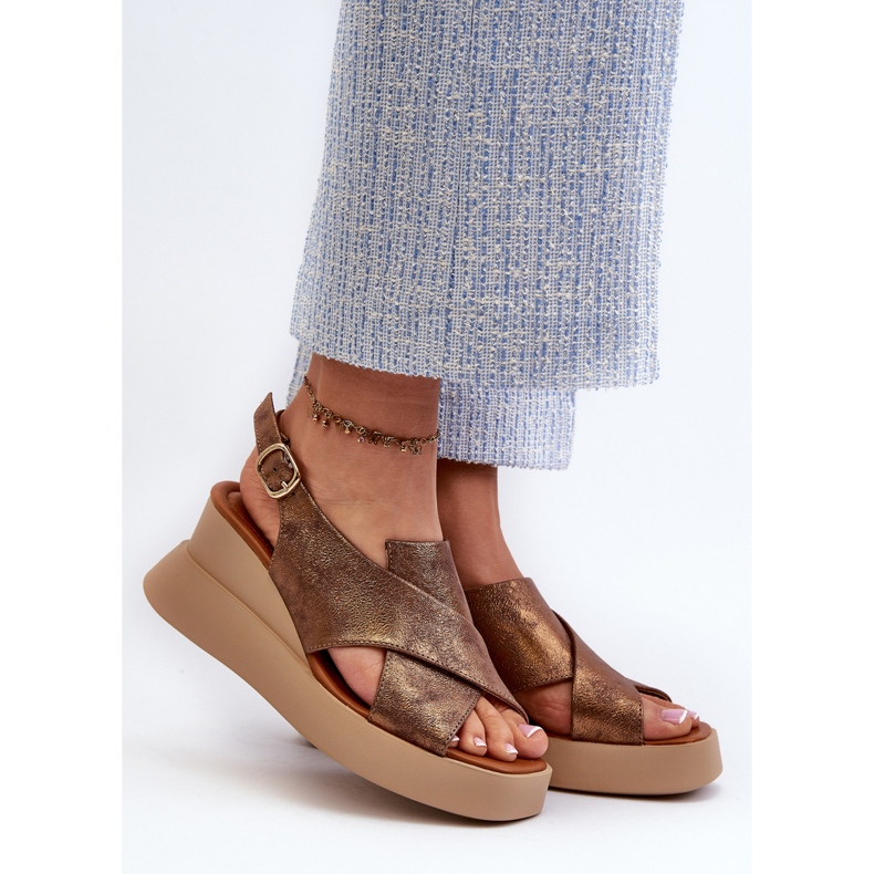 Jezzi Sandalias de Mujer Vaiara en Ecopiel con Plataforma y Cuña Cobre marrón 2