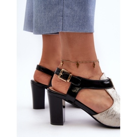 Jezzi Sandalias de Mujer de Tacón Alto en Piel Ecológica, Doradas y Negras Queenmarie dorado 5