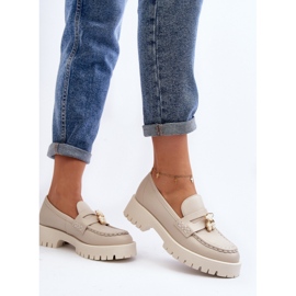 Zapatos De Piel Mocasines Con Osito CheBello 4291 Beige Claro 10