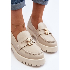 Zapatos De Piel Mocasines Con Osito CheBello 4291 Beige Claro 7