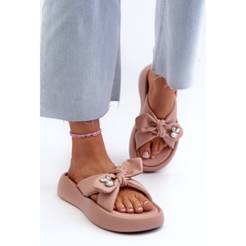 Chanclas de Mujer de Piel con Plataforma Rosa GOE NN2N4109 rosado 4