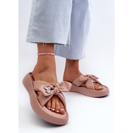 Chanclas de Mujer de Piel con Plataforma Rosa GOE NN2N4109 rosado 3