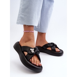 Chanclas de Mujer de Piel con Plataforma Negra GOE NN2N4110 negro 5