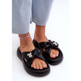Chanclas de Mujer de Piel con Plataforma Negra GOE NN2N4110 negro 7