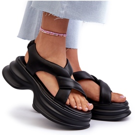 Sandalias Mujer Piel Suela Gruesa Negro GOE NN2N4106 12