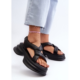Sandalias Mujer Piel Suela Gruesa Negro GOE NN2N4106 5