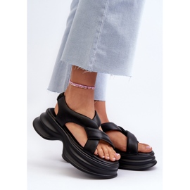 Sandalias Mujer Piel Suela Gruesa Negro GOE NN2N4106 4