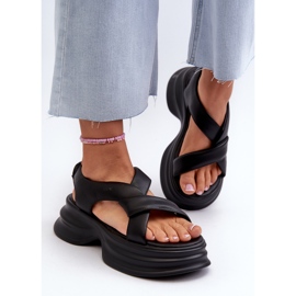 Sandalias Mujer Piel Suela Gruesa Negro GOE NN2N4106 7