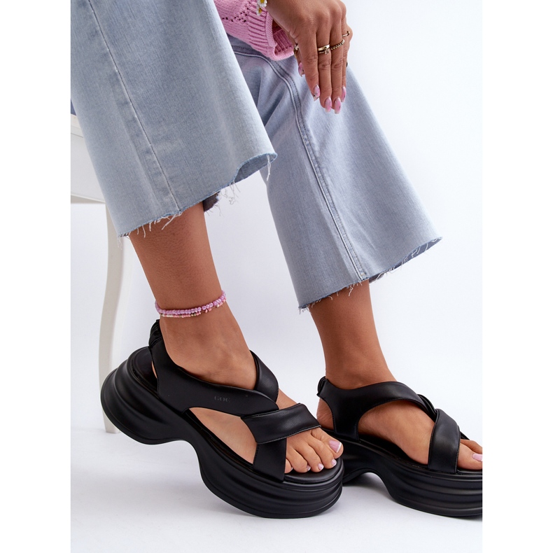 Sandalias Mujer Piel Suela Gruesa Negro GOE NN2N4106 2