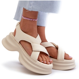 Sandalias Mujer Piel Con Suela Gruesa, Beige Claro GOE NN2N4105 10