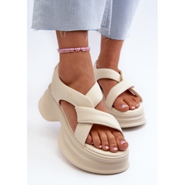 Sandalias Mujer Piel Con Suela Gruesa, Beige Claro GOE NN2N4105 6