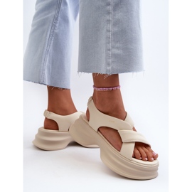 Sandalias Mujer Piel Con Suela Gruesa, Beige Claro GOE NN2N4105 8