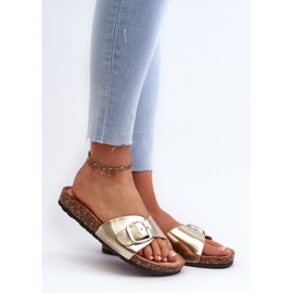 Chanclas de Mujer con Plataforma de Corcho y Hebilla Moaxi Dorada dorado 2