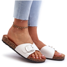 Chanclas de Mujer con Plataforma de Corcho y Hebilla, Moaxi Blanco 7