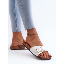 Chanclas de Mujer con Plataforma de Corcho y Hebilla, Moaxi Blanco 5
