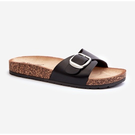 Chanclas de Mujer con Plataforma de Corcho y Hebilla, Moaxi Negro 1