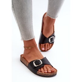 Chanclas de Mujer con Plataforma de Corcho y Hebilla, Moaxi Negro 5