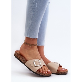 Chanclas de Mujer con Plataforma de Corcho y Hebilla, Moaxi Beige 1