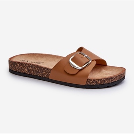 Chanclas de Mujer con Plataforma de Corcho y Hebilla, Moaxi marrón 1