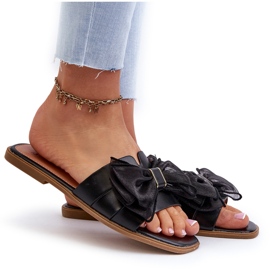 Chanclas planas de mujer con lazo, negro Balinda 7