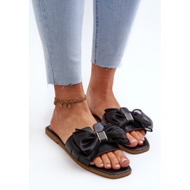 Chanclas planas de mujer con lazo, negro Balinda 5