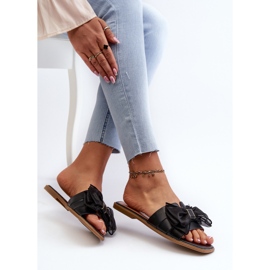 Chanclas planas de mujer con lazo, negro Balinda 6