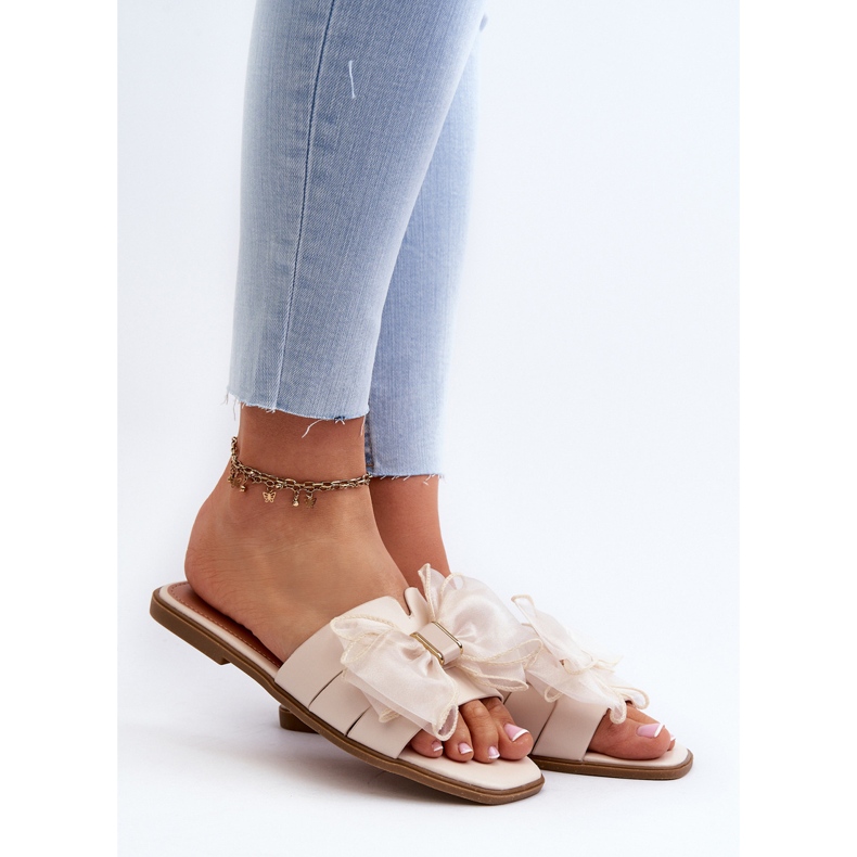 Chanclas Planas de Mujer con Lazo, Beige Balinda 2
