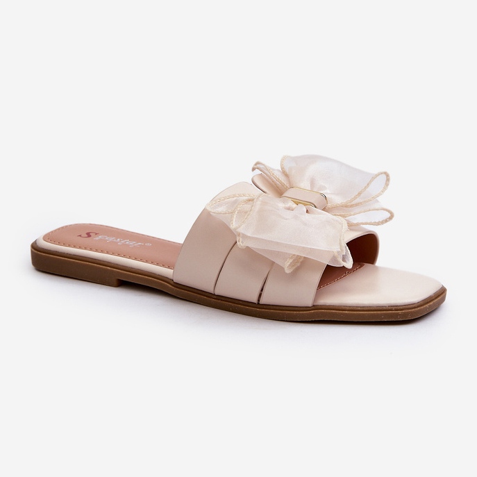 Chanclas Planas de Mujer con Lazo, Beige Balinda 1