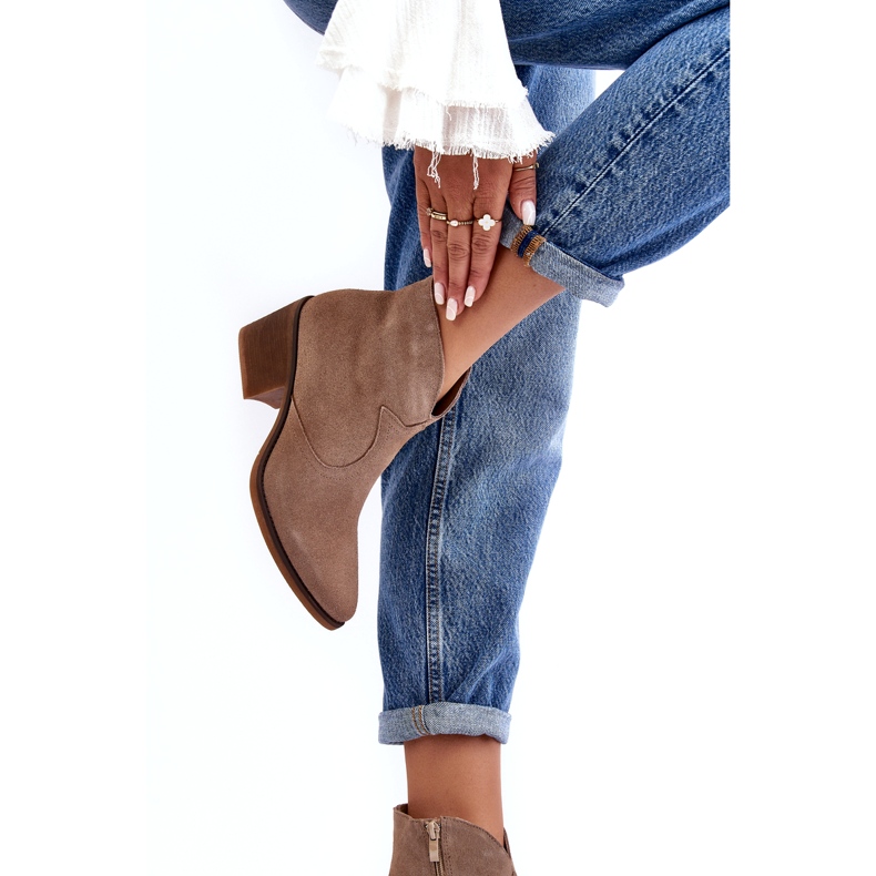 S.Barski Botas Cowboy Ante Con Cremallera D&amp;A SN622-29 Beige Oscuro 2