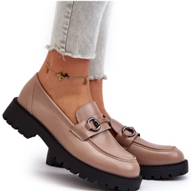 Vinceza Mocasín Mujer Piel Ecológica Beige con Adorno 5