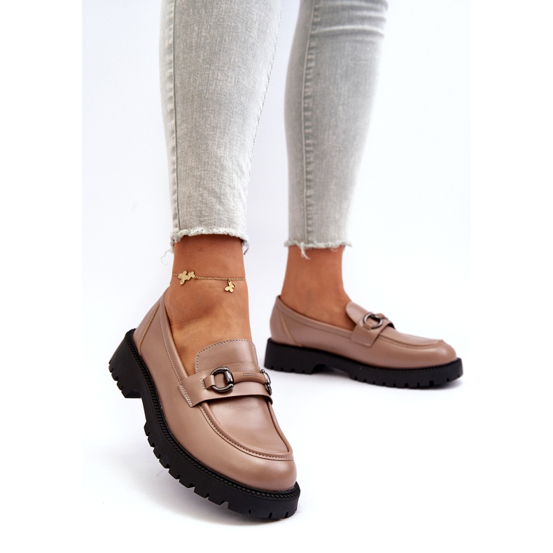 Vinceza Mocasín Mujer Piel Ecológica Beige con Adorno 3