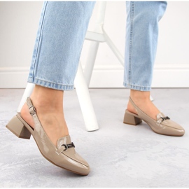 M. DASZYŃSKI Sandalias de charol de tacón alto para mujer, beige M.Daszyński MR23112-4 4