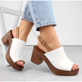 M. DASZYŃSKI Sandalias de mujer con tacón y plataforma, blanco M.Daszyński MR23117-4 1