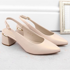 Sandalias elegantes de mujer con puntera completa y perlas beige Sergio Leone SK175 6