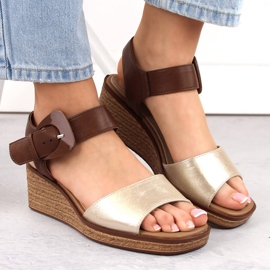 Sandalias cuña mujer con hebilla dorada Sergio Leone SK302 dorado 5